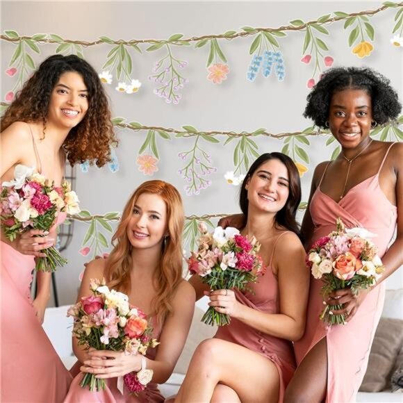 Wildflower Garland Flower Banner 2pcs Woodland Party Baby Shower Fairy Decor - Picture 2 of 7